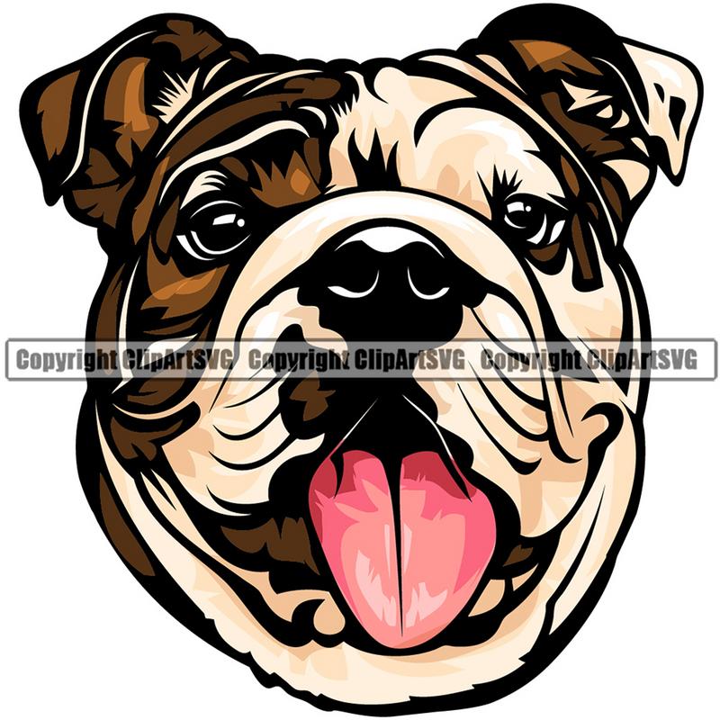 English Bulldog Dog Breed Head Color ClipArt SVG
