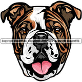 English Bulldog Dog Breed Head Color ClipArt SVG