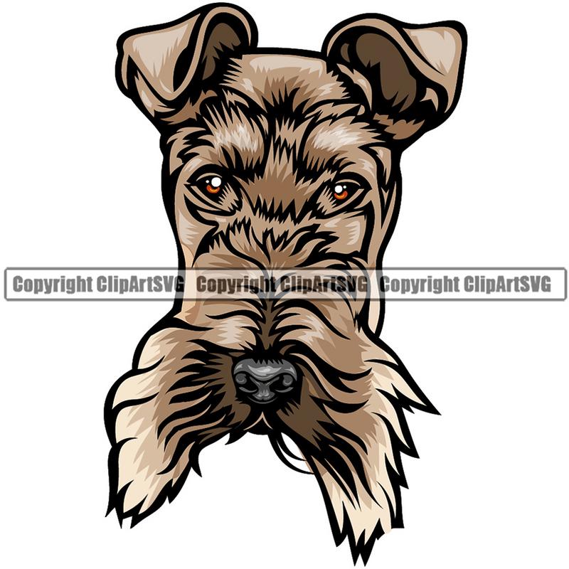 Fox Terrier Dog Breed Head Color ClipArt SVG