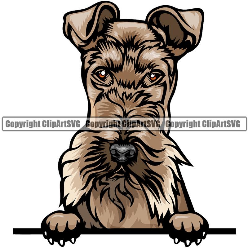 Fox Terrier Dog Breed Peeking Color ClipArt SVG