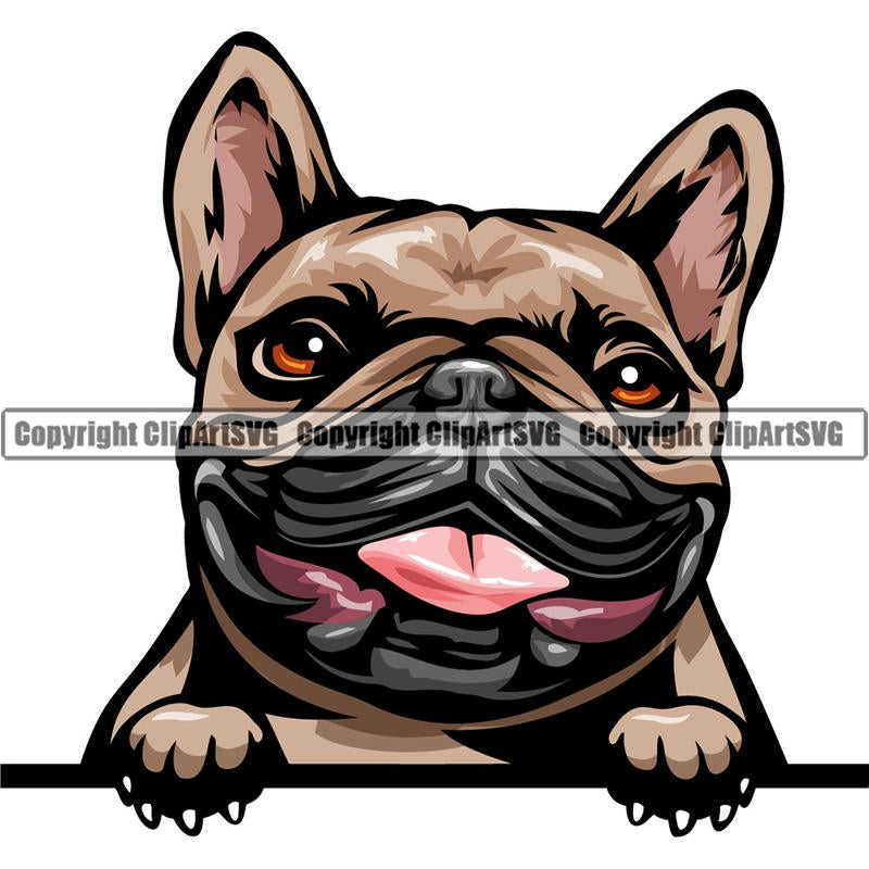 French Bulldog Dog Breed Peeking Color ClipArt SVG