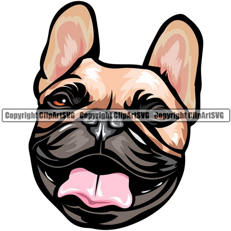 French Bulldog Dog Breed Head Color ClipArt SVG