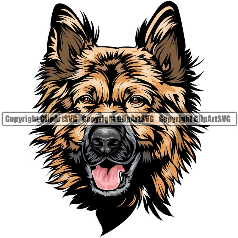 German Shepherd Dog Breed Head Color ClipArt SVG