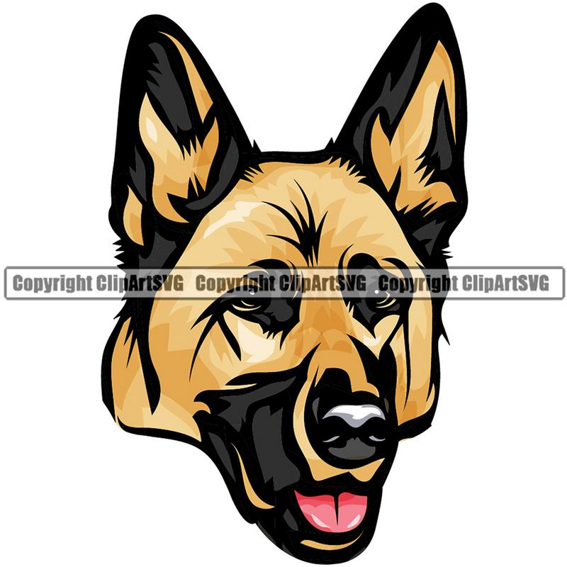 German Shepherd Dog Breed Head Color ClipArt SVG