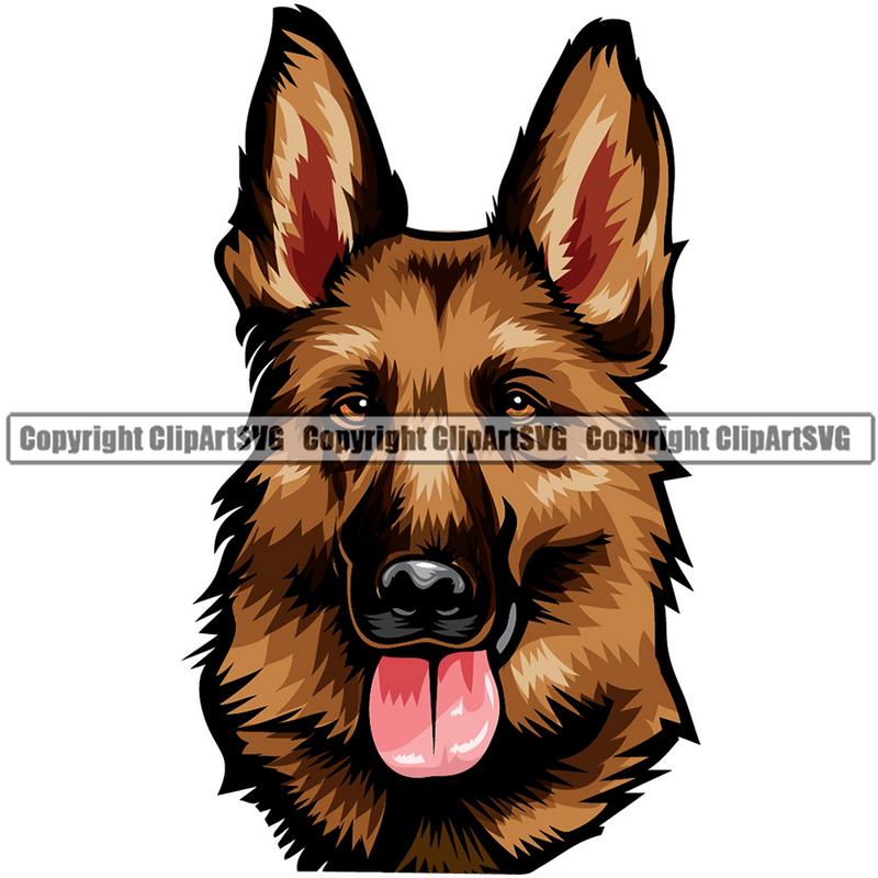 German Shepherd Dog Breed Head Color ClipArt SVG