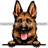 German Shepherd Dog Breed Peeking Color ClipArt SVG