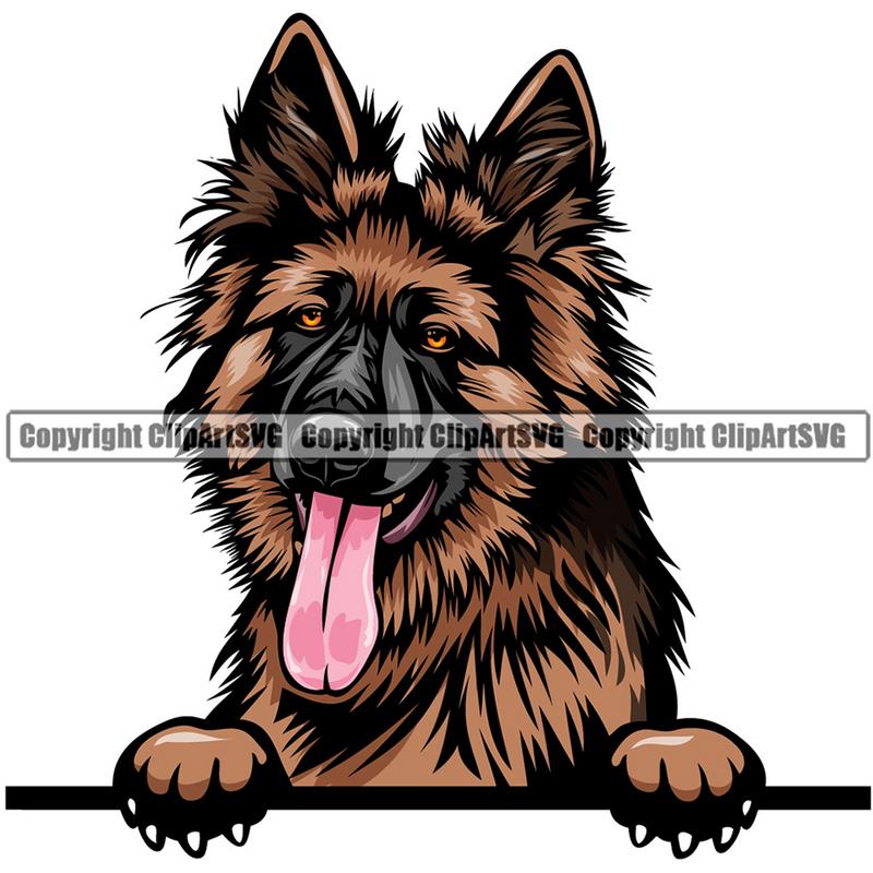 German Shepherd Dog Breed Peeking Color ClipArt SVG