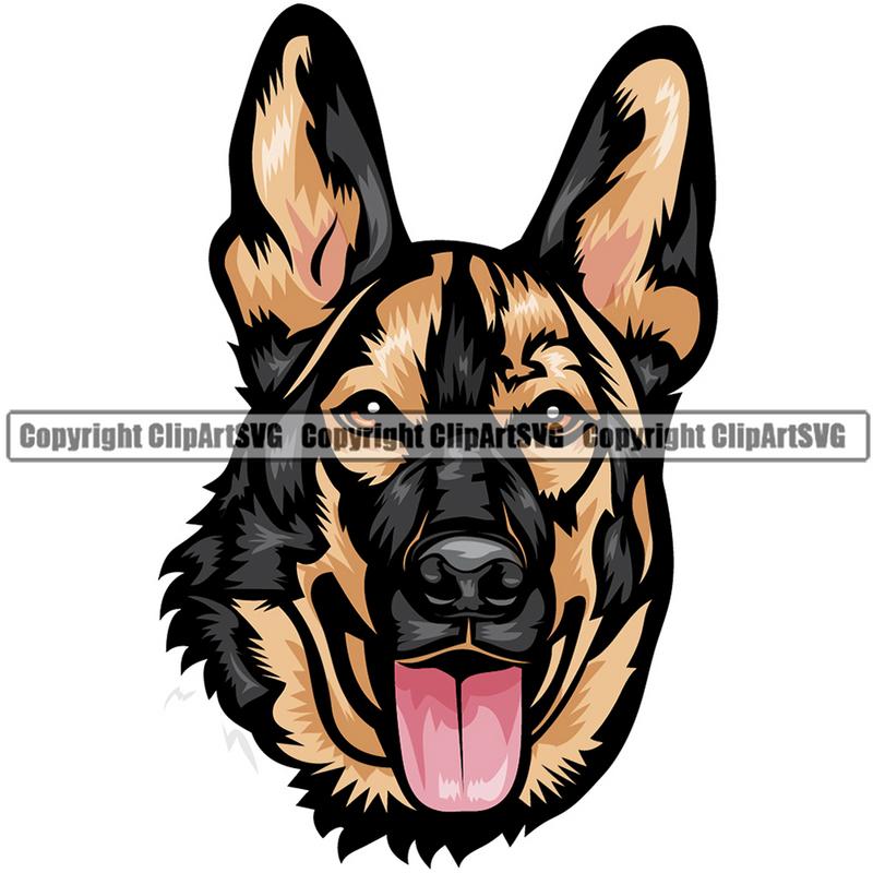 German Shepherd Dog Breed Head Color ClipArt SVG