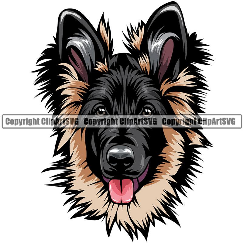German Shepherd Dog Breed Head Color ClipArt SVG