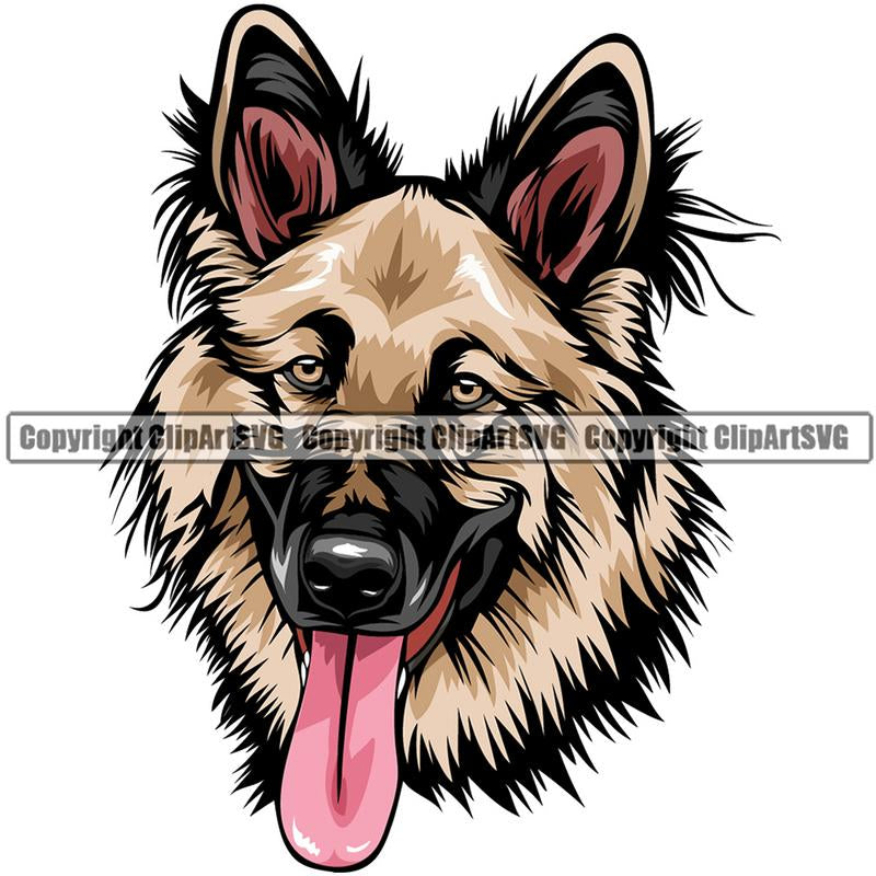 German Shepherd Dog Breed Head Color ClipArt SVG