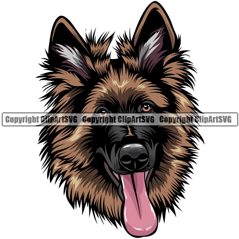 German Shepherd Dog Breed Head Color ClipArt SVG