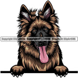 German Shepherd Dog Breed Peeking Color ClipArt SVG