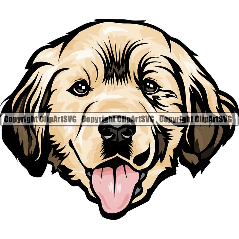 Golden Retriever Dog Breed Head Color ClipArt SVG