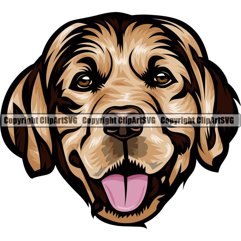 Golden Retriever Dog Breed Head Color ClipArt SVG