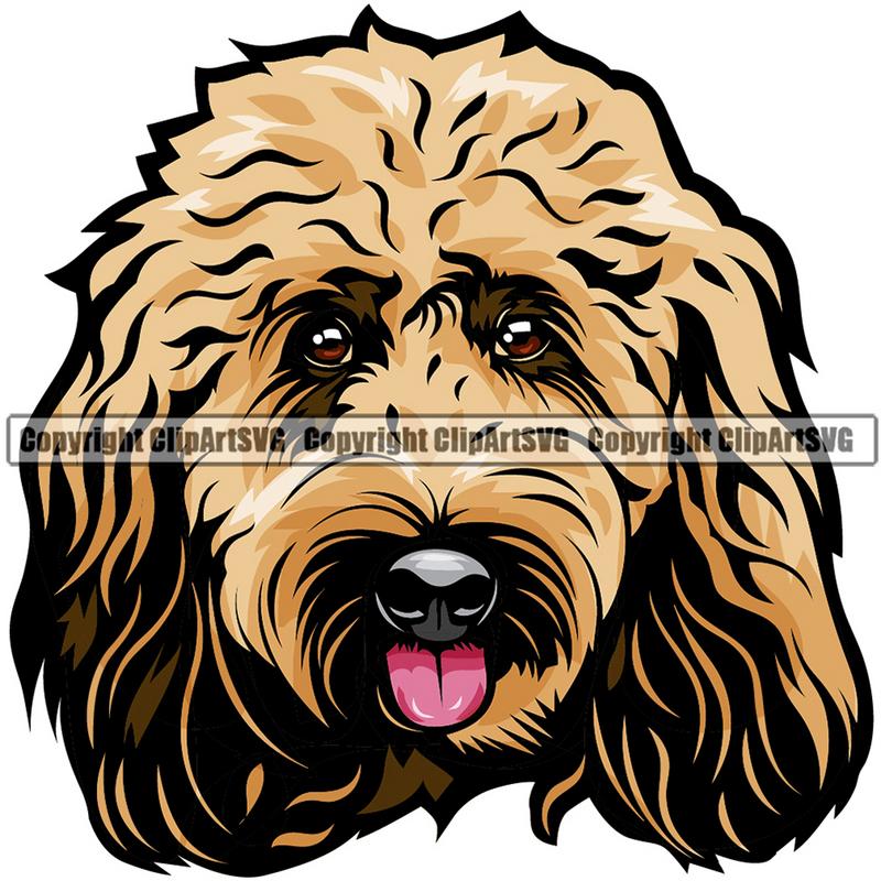 Goldendoodle Dog Breed Head Color ClipArt SVG