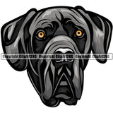 Great Dane Dog Breed Head Color ClipArt SVG