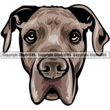 Great Dane Dog Breed Head Color ClipArt SVG
