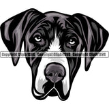 Great Dane Dog Breed Head Color ClipArt SVG