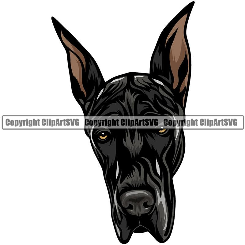Great Dane Dog Breed Head Color ClipArt SVG