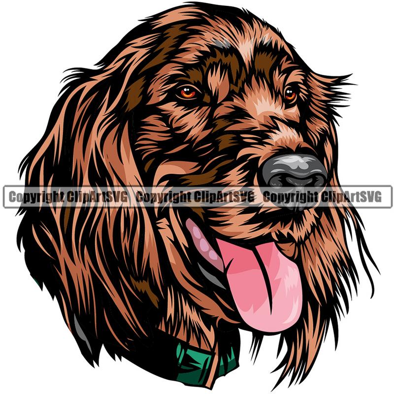 Irish Setter Dog Breed Head Color ClipArt SVG