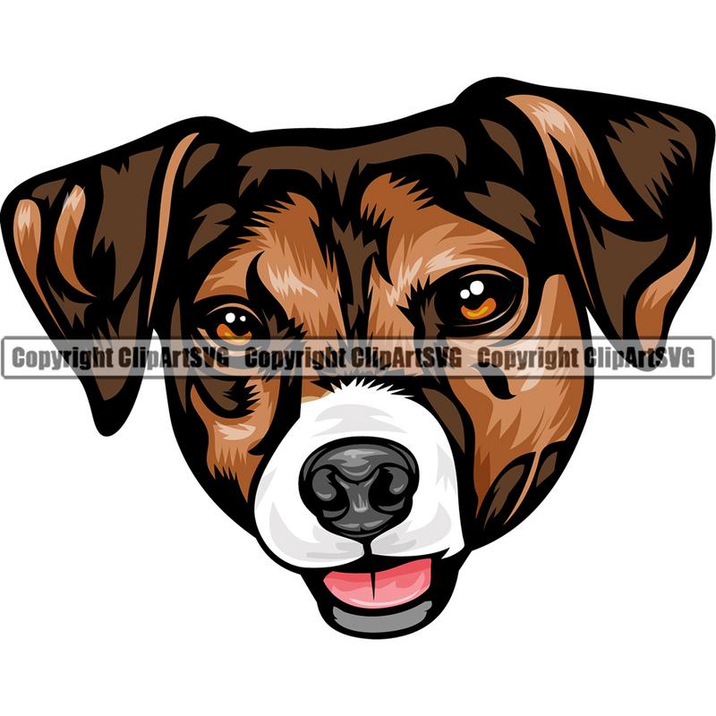 Jack Russell Terrier Dog Breed Head Color ClipArt SVG