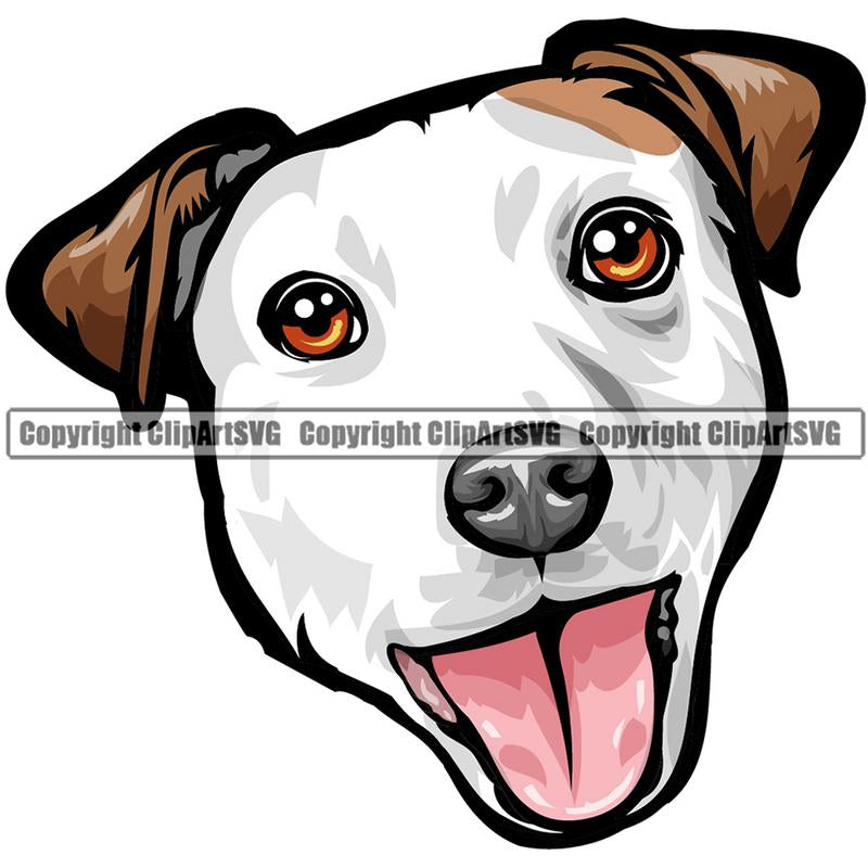 Jack Russell Terrier Dog Breed Head Color ClipArt SVG