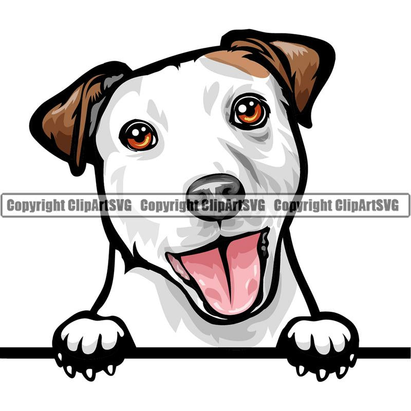 Jack Russell Terrier Dog Breed Peeking Color ClipArt SVG