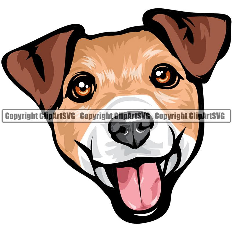 Jack Russell Terrier Dog Breed Head Color ClipArt SVG
