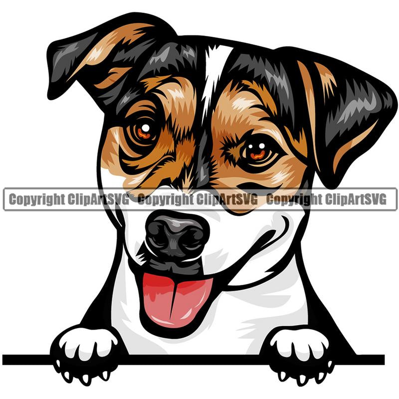 Jack Russell Terrier Dog Breed Peeking Color ClipArt SVG