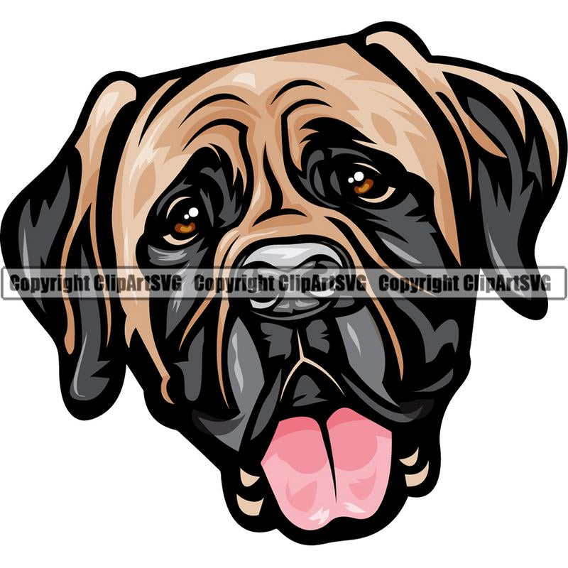 Mastiff Dog Breed Head Color ClipArt SVG