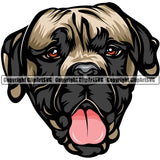 Mastiff Dog Breed Head Color ClipArt SVG