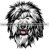 Old English Sheepdog Dog Breed Head Color ClipArt SVG
