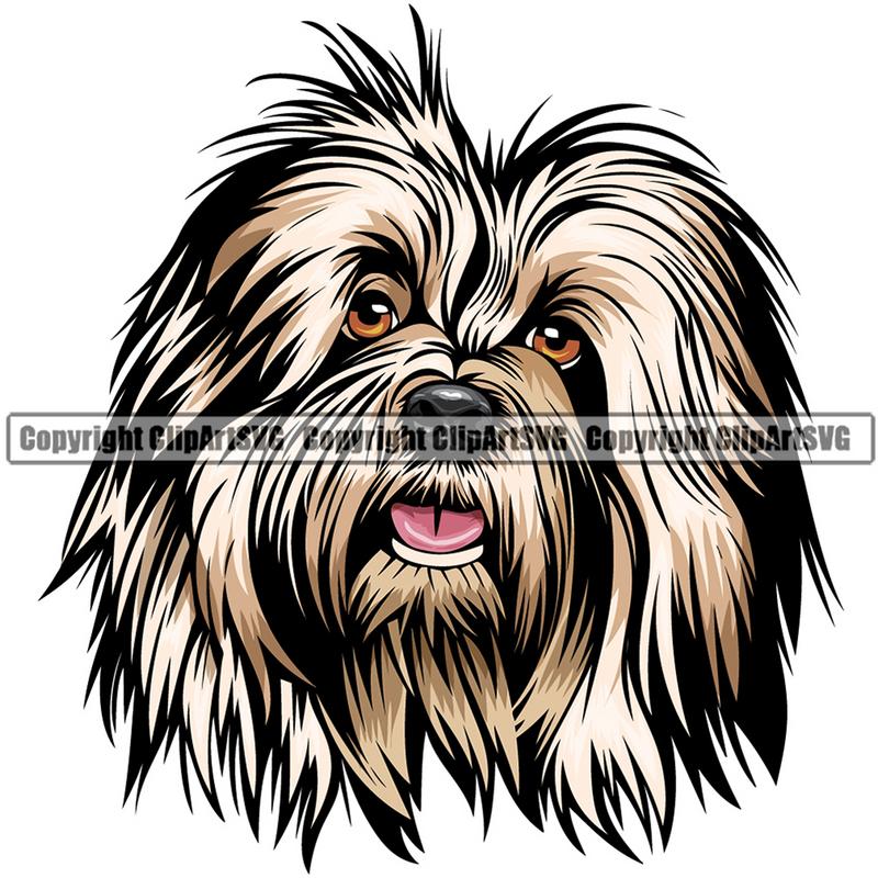 Old English Sheepdog Dog Breed Head Color ClipArt SVG