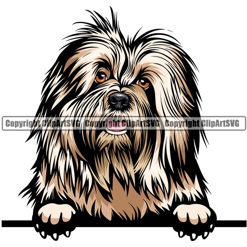 Old English Sheepdog Dog Breed Peeking Color ClipArt SVG