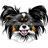 Papillion Dog Breed Head Color ClipArt SVG