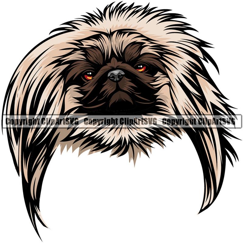 Pekingese Dog Breed Head Color ClipArt SVG