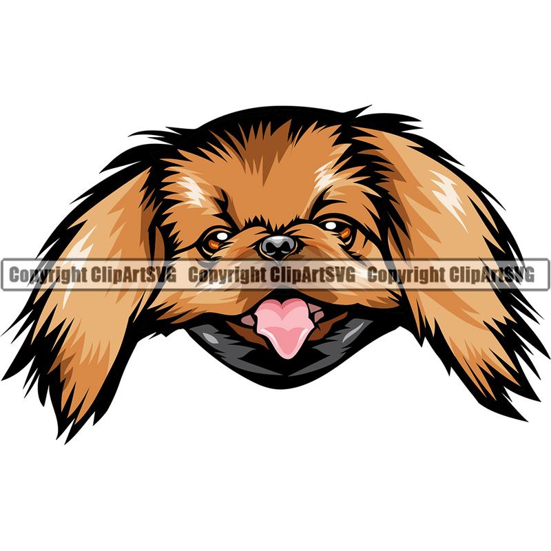 Pekingese Dog Breed Head Color ClipArt SVG
