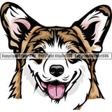 Pembroke Corgi Dog Breed Head Color ClipArt SVG