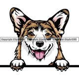 Pembroke Corgi Dog Breed Peeking Color ClipArt SVG