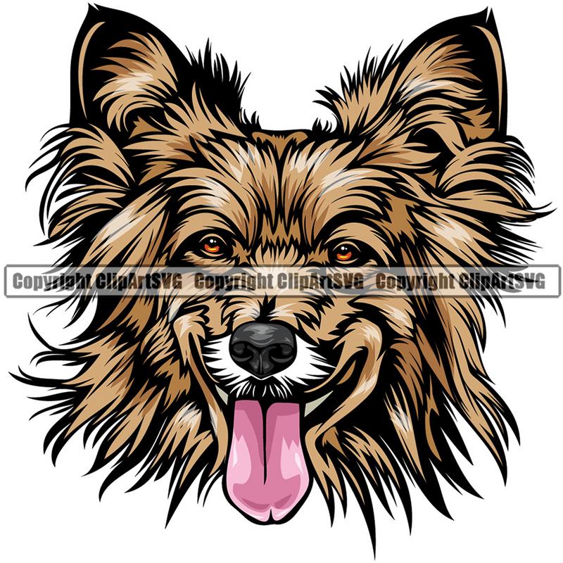 Pembroke Corgi Dog Breed Head Color ClipArt SVG
