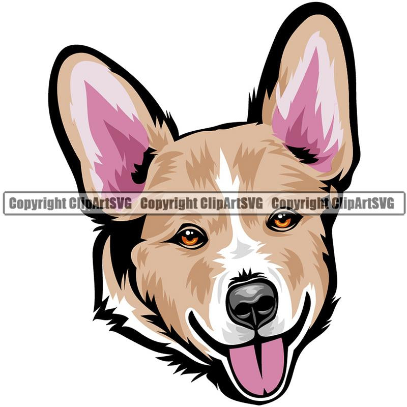 Pembroke Corgi Dog Breed Head Color ClipArt SVG