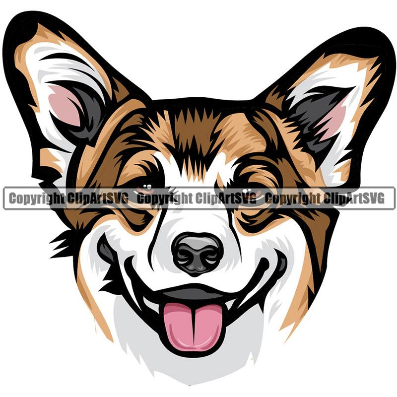Pembroke Corgi Dog Breed Head Color ClipArt SVG
