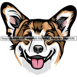 Pembroke Corgi Dog Breed Head Color ClipArt SVG
