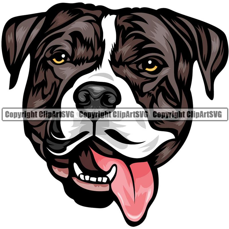 Pit Bull Terrier Dog Breed Head Color ClipArt SVG