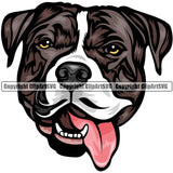 Pit Bull Terrier Dog Breed Head Color ClipArt SVG