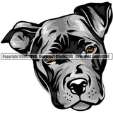 Pit Bull Terrier Dog Breed Head Color ClipArt SVG