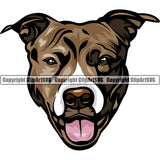 Pit Bull Terrier Dog Breed Head Color ClipArt SVG