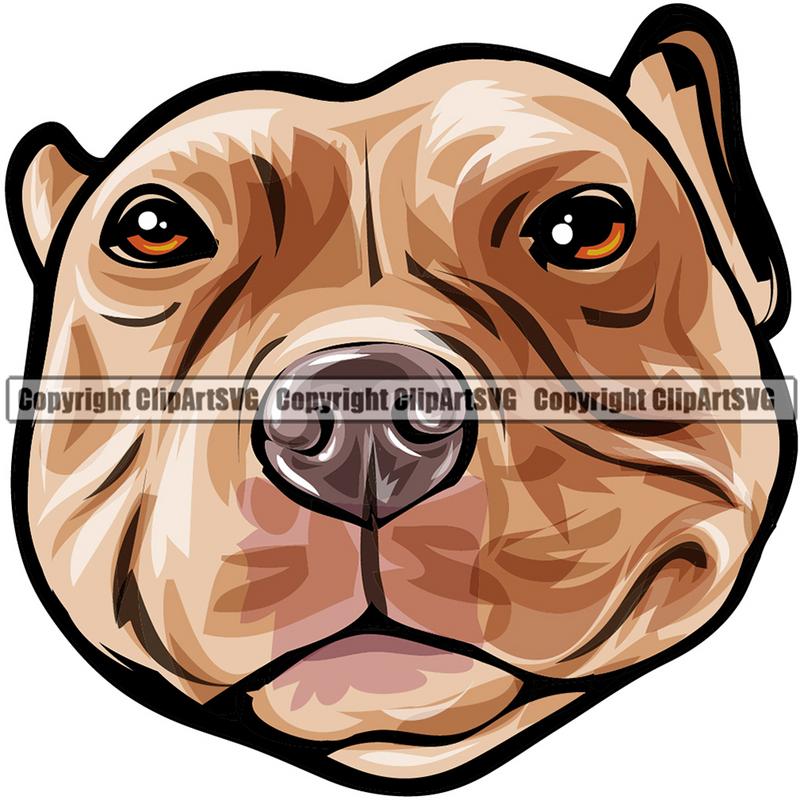 Pit Bull Terrier Dog Breed Head Color ClipArt SVG
