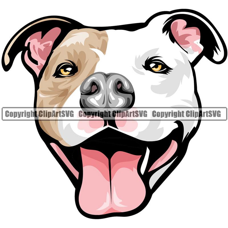 Pit Bull Terrier Dog Breed Head Color ClipArt SVG