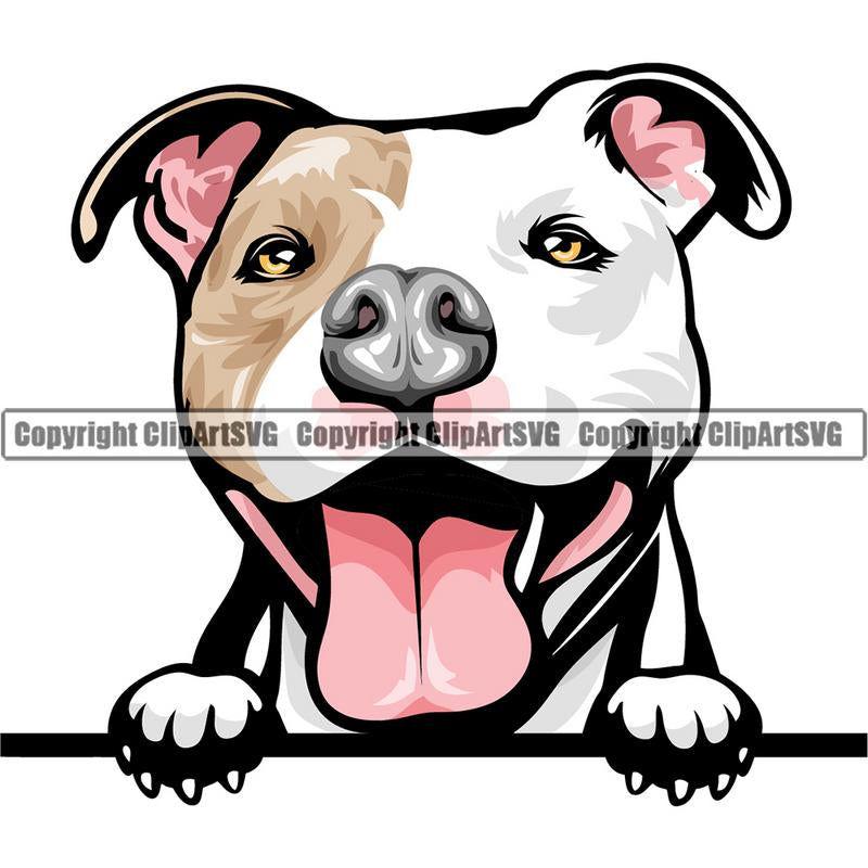 Pit Bull Terrier Dog Breed Peeking Color ClipArt SVG